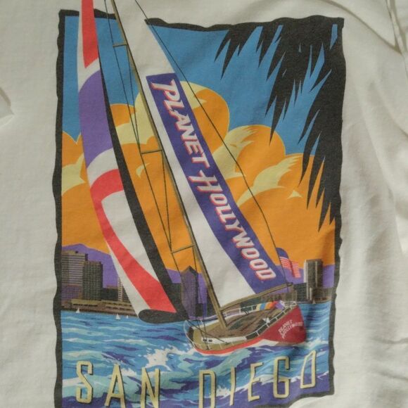 Vintage Planet Hollywood San Diego Windsurfing T-Shirt - Picture 8 of 8